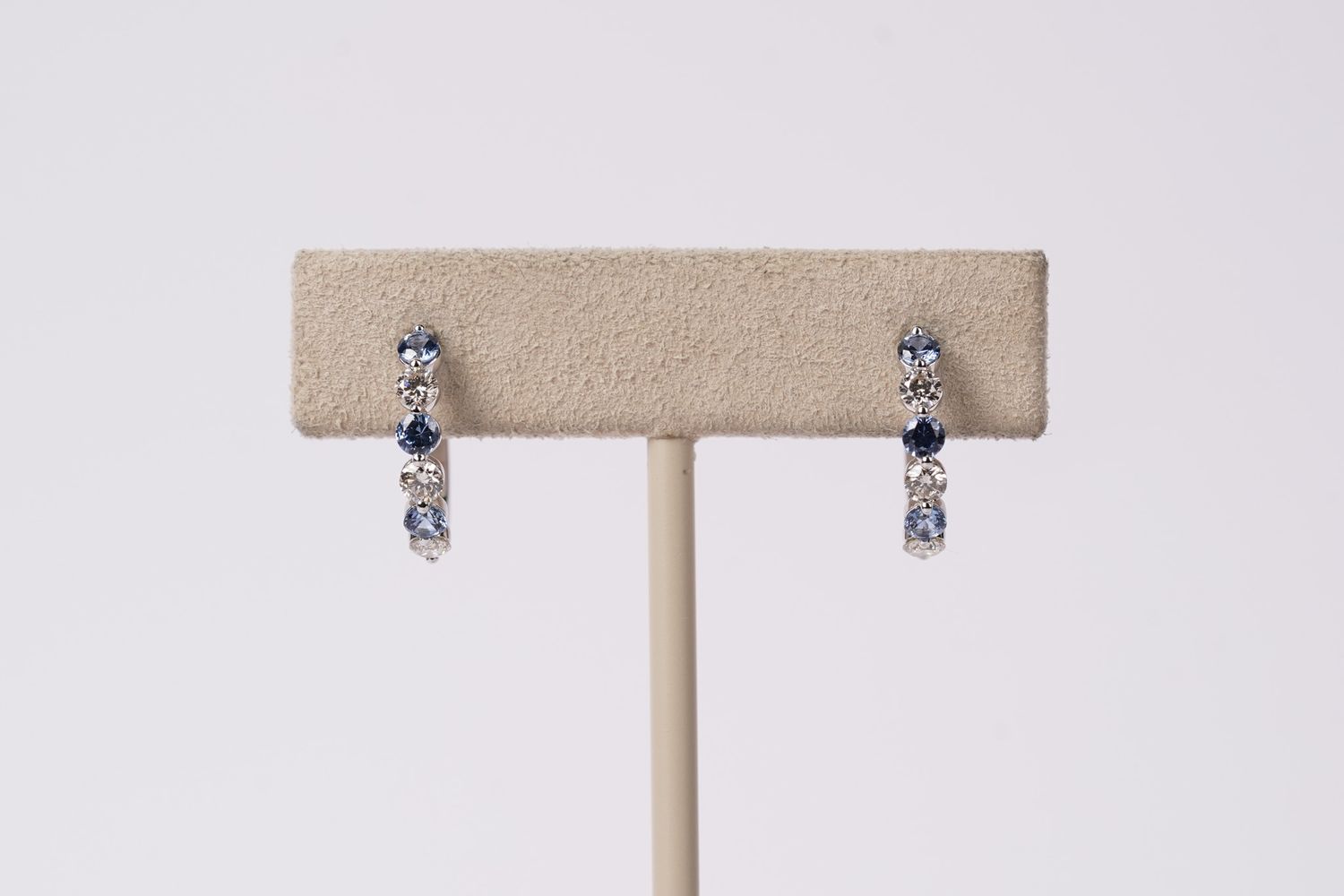 IRTX- 14KW 2.37g 1.25ctw Montana Sapphire &amp; Diamond Hoop Earrings