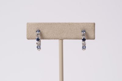 IRTX- 14KW 2.37g 1.25ctw Montana Sapphire &amp; Diamond Hoop Earrings