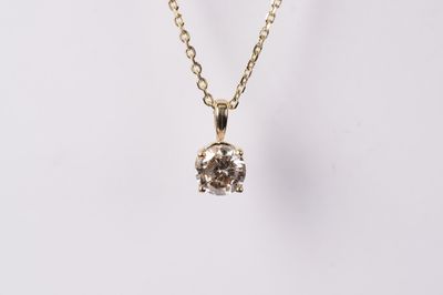 NNTT- 14KY 3.75g 1.52ct N/I1 Round Diamond Solitaire Necklace 16-18&quot;