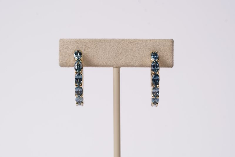 EETX- 10KY 6.65g 3.5ctw Montana Sapphire Hoop Earrings