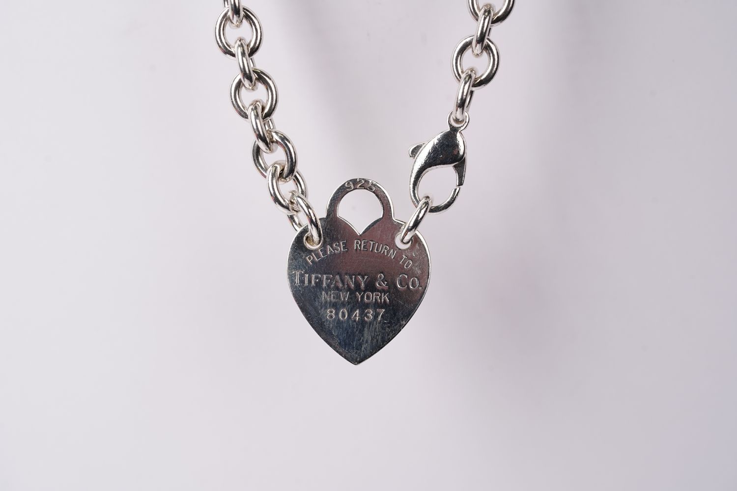 ETX- Sterling Silver T&amp;Co Full Heart Toggle Necklace 15&quot;