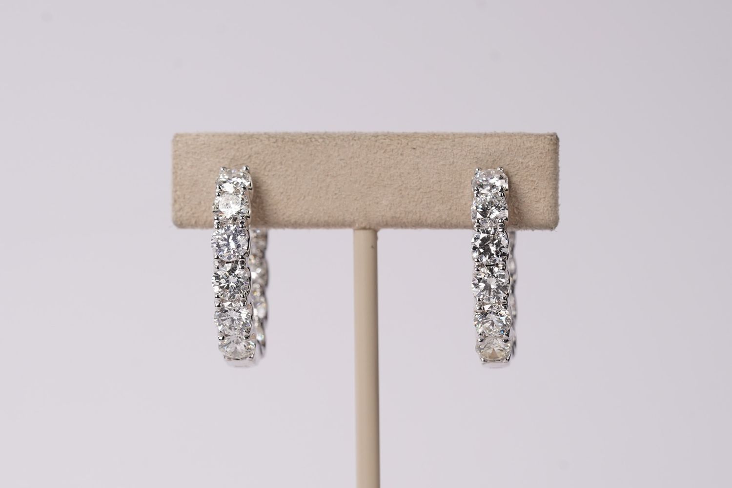 VVETT- 14KW 12.36g 8.00ctw Diamond Inside/Out Hoop Earrings