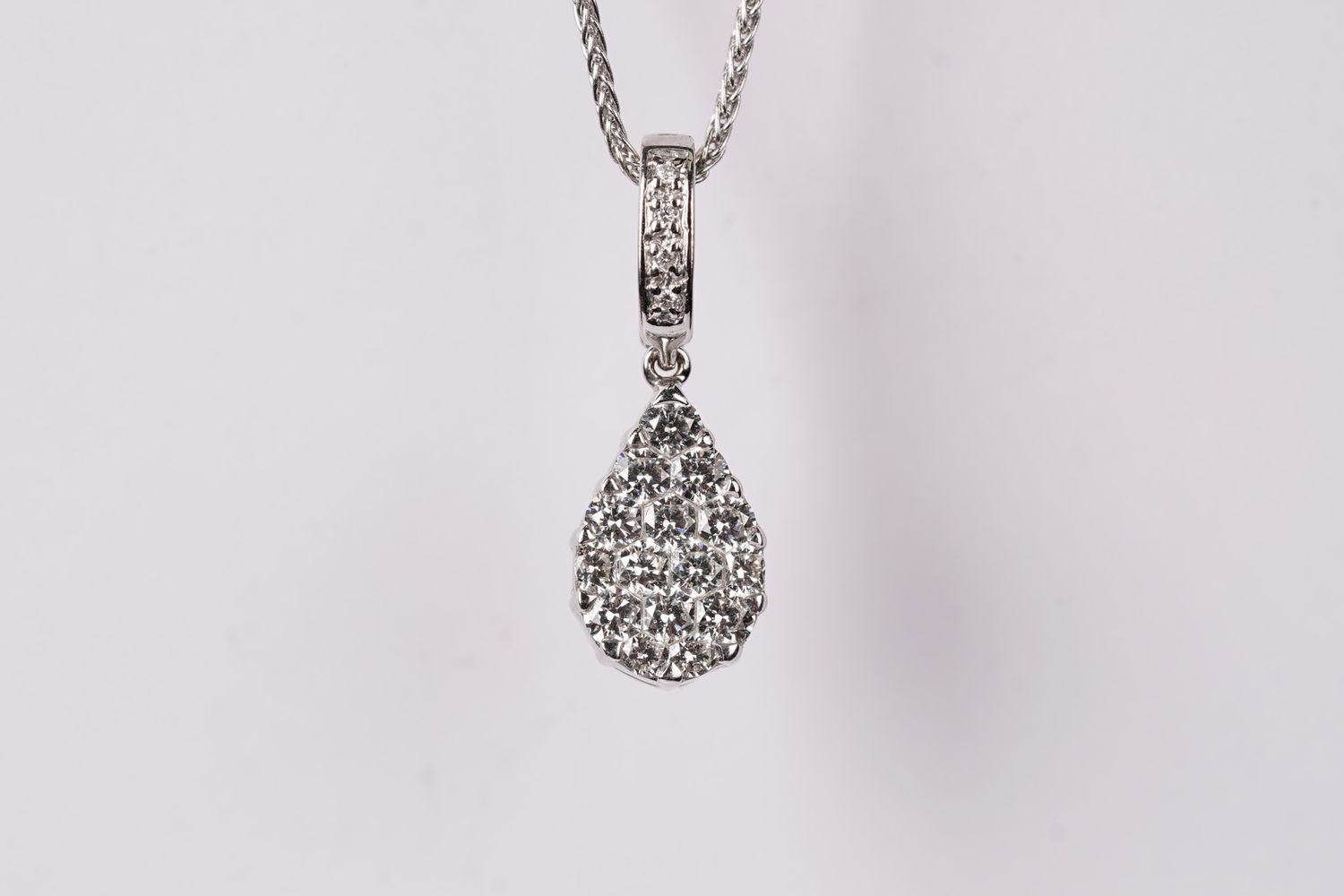 IETX- 14KW 5.38g 1.20ctw Diamond Invisible Set Necklace 18&quot;