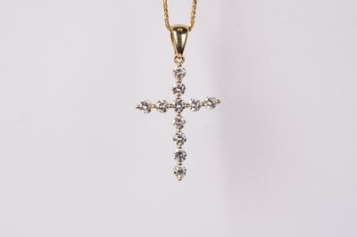 ITTX- 14KY 3.40g .88ctw Diamond Cross Necklace 18&quot;