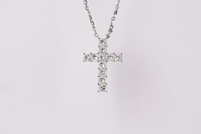 BTTX- 14KW 1.92g .66ctw Diamond Cross Necklace 18&quot;