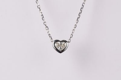 EETX- 14KW 2.16g .29ct Heart Diamond Bezel Necklace 16-18&quot;