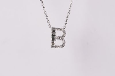 NET- 14K 2.00g .18-.23ctw Diamond Initial Necklace 18&quot;