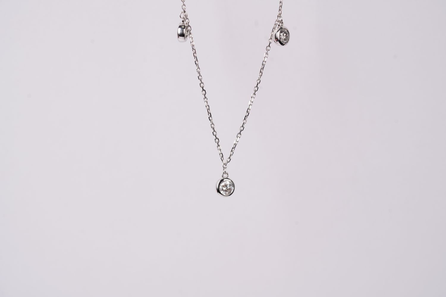 ETTX- 14KW 3.03g .84ctw Diamond By The Yard Necklace 16-18&quot;