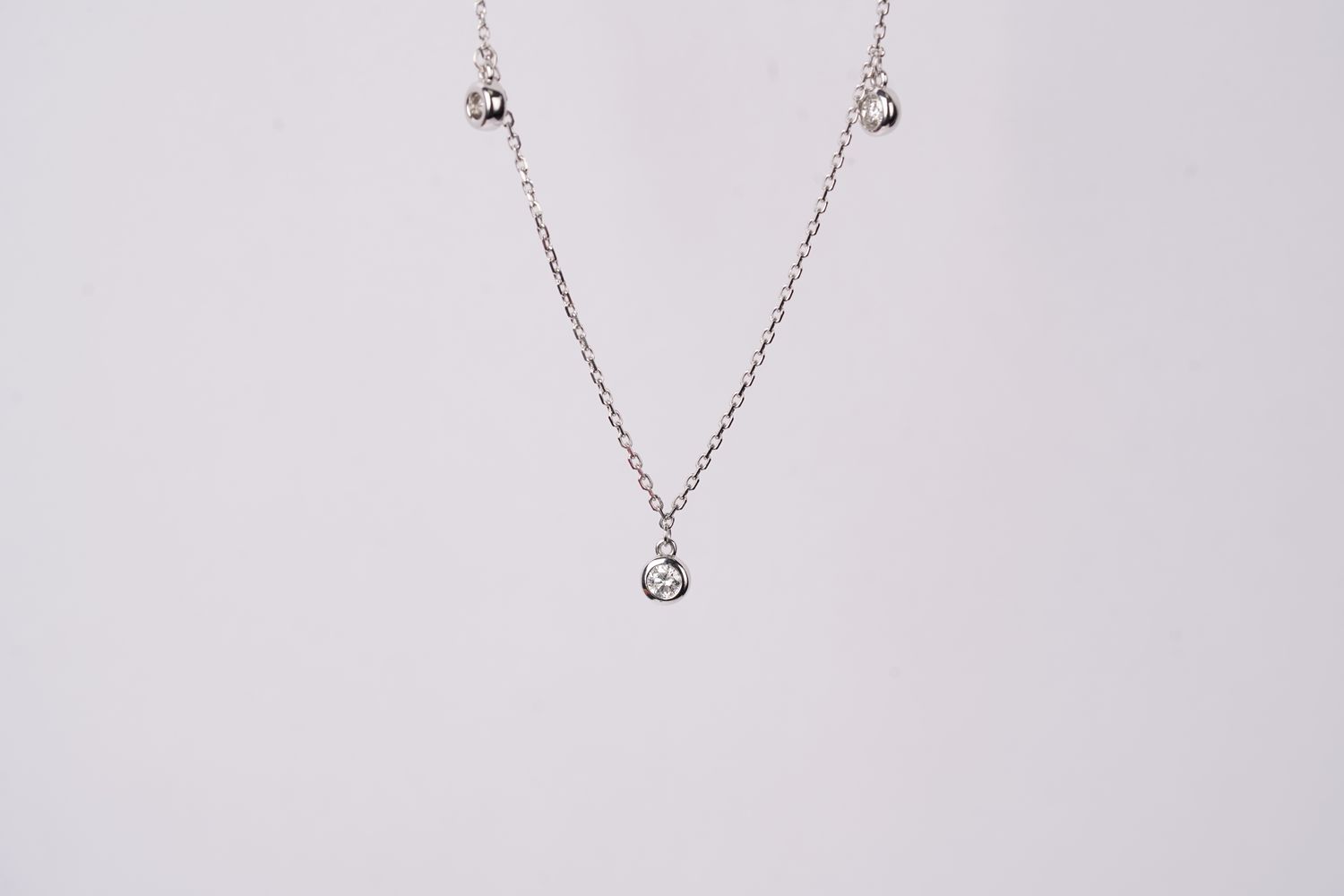 ETTX- 14KW 2.61g .43ctw Diamond By The Yard Necklace 16-18&quot;