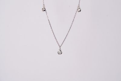 ETTX- 14KW 2.61g .43ctw Diamond By The Yard Necklace 16-18&quot;