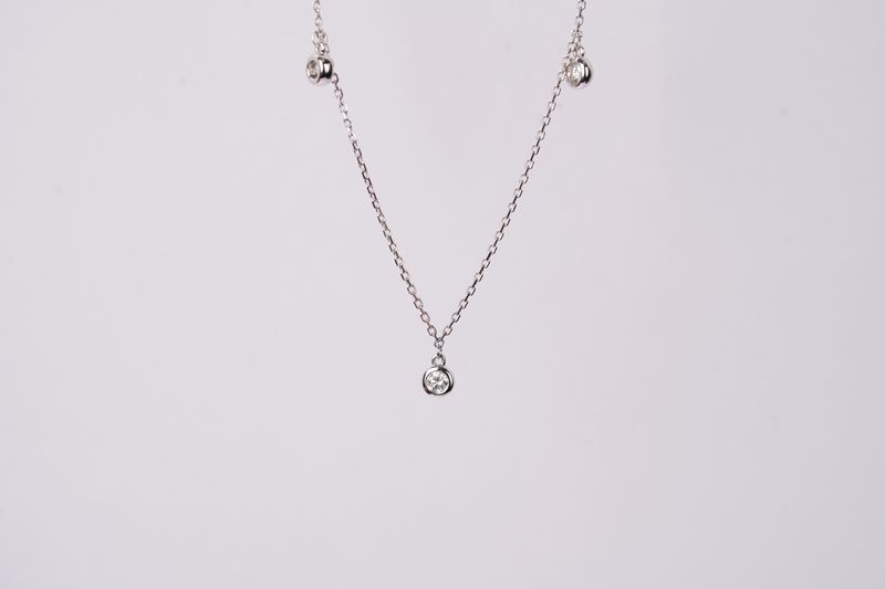 ETTX- 14KW 2.61g .43ctw Diamond By The Yard Necklace 16-18&quot;