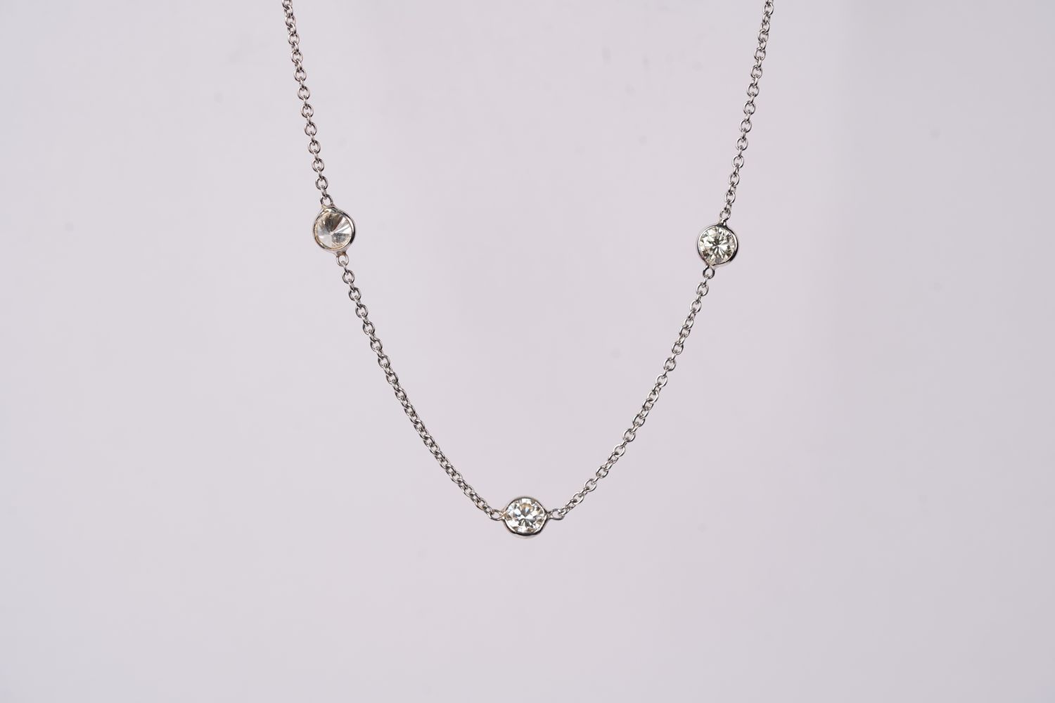 LTTX- 14KW 2.38g 1.08ctw Diamond By The Yard Necklace 16-18&quot;