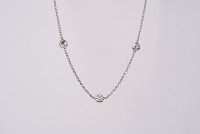 LTTX- 14KW 2.38g 1.08ctw Diamond By The Yard Necklace 16-18&quot;