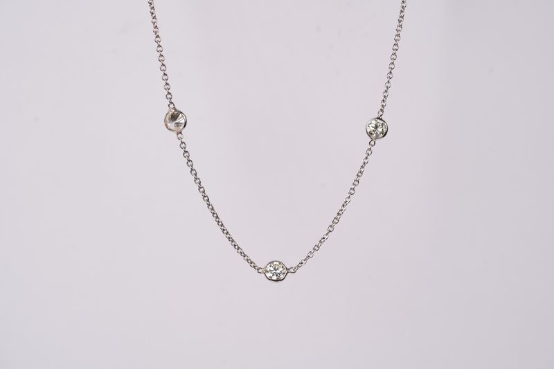 LTTX- 14KW 2.38g 1.08ctw Diamond By The Yard Necklace 16-18&quot;