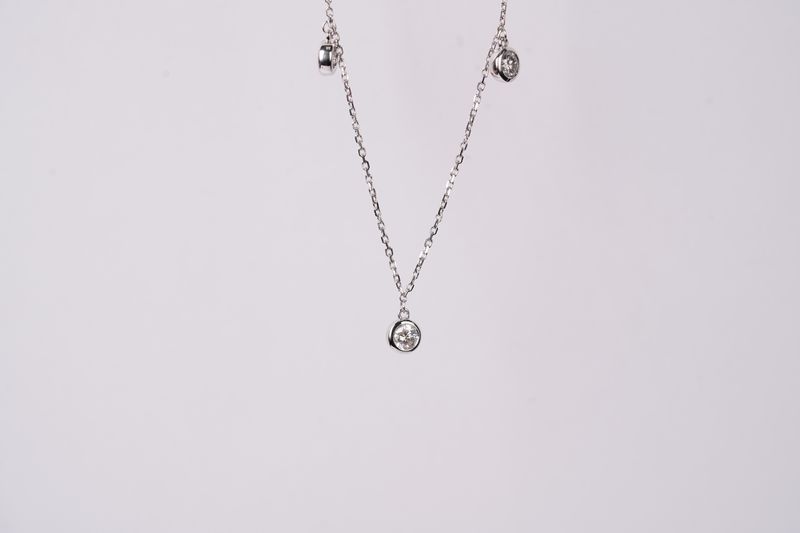ETTX- 14KW 3.03g .84ctw Diamond By The Yard Necklace 16-18&quot;