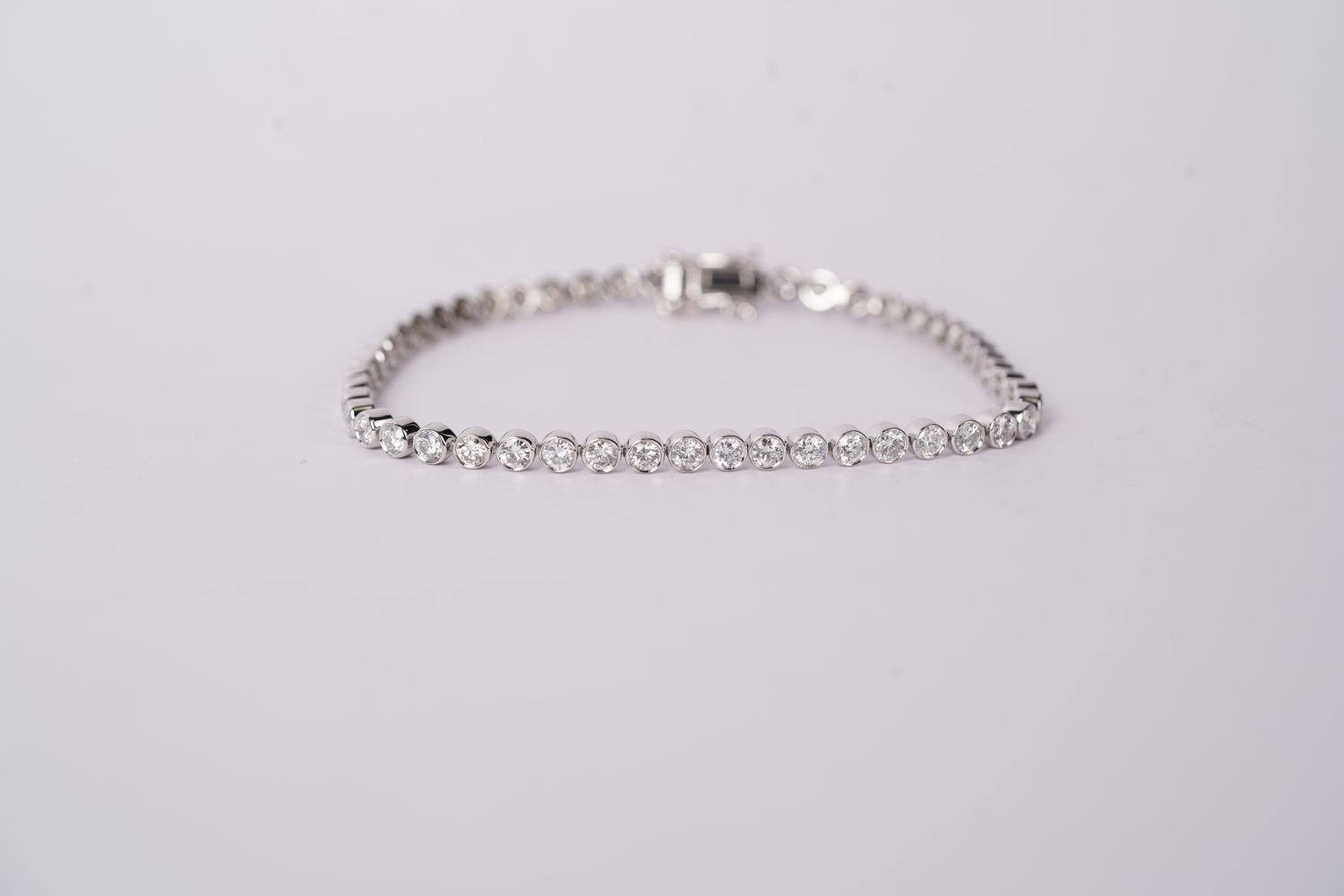 NTPT- 14KW 8.70g 3.08ctw Diamond Bezel Tennis Bracelet 7&quot;