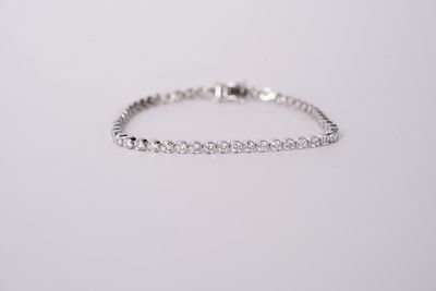 NTPT- 14KW 8.70g 3.08ctw Diamond Bezel Tennis Bracelet 7&quot;