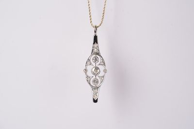 RETX- 14KWY 6.00g .49ctw Diamond Antique Necklace 20&quot;
