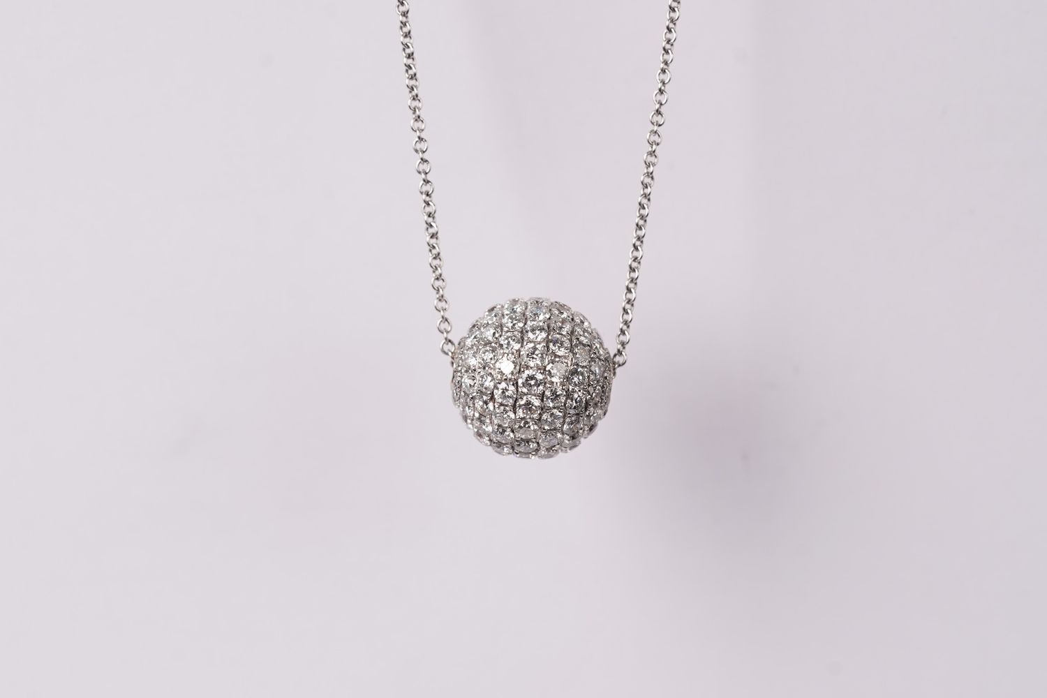 VRND- 18KW 3.74g 2.00ctw Diamond Sphere Necklace 16&quot;
