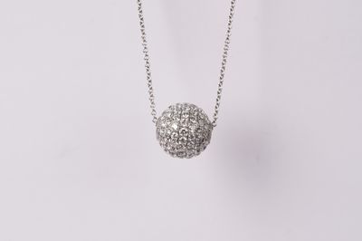 VRND- 18KW 3.74g 2.00ctw Diamond Sphere Necklace 16&quot;