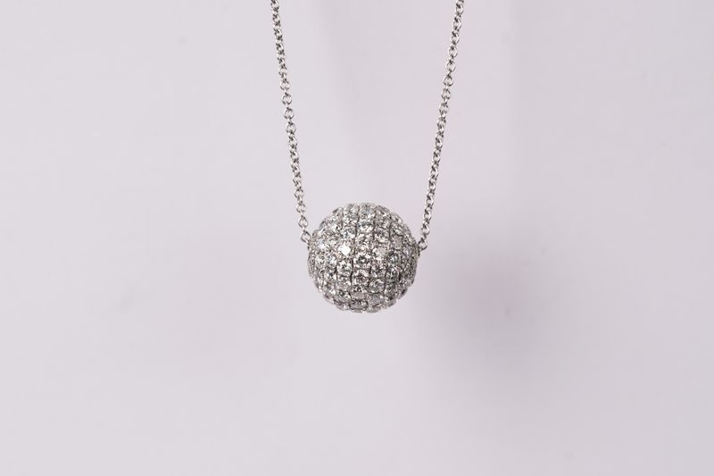 VRND- 18KW 3.74g 2.00ctw Diamond Sphere Necklace 16&quot;