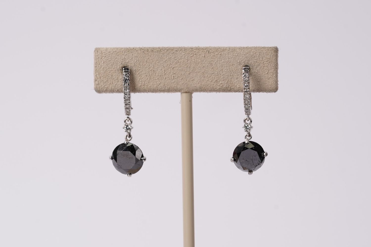 DETX- 14KW 3.81g 5.20ctw Black Diamond Dangle Earrings