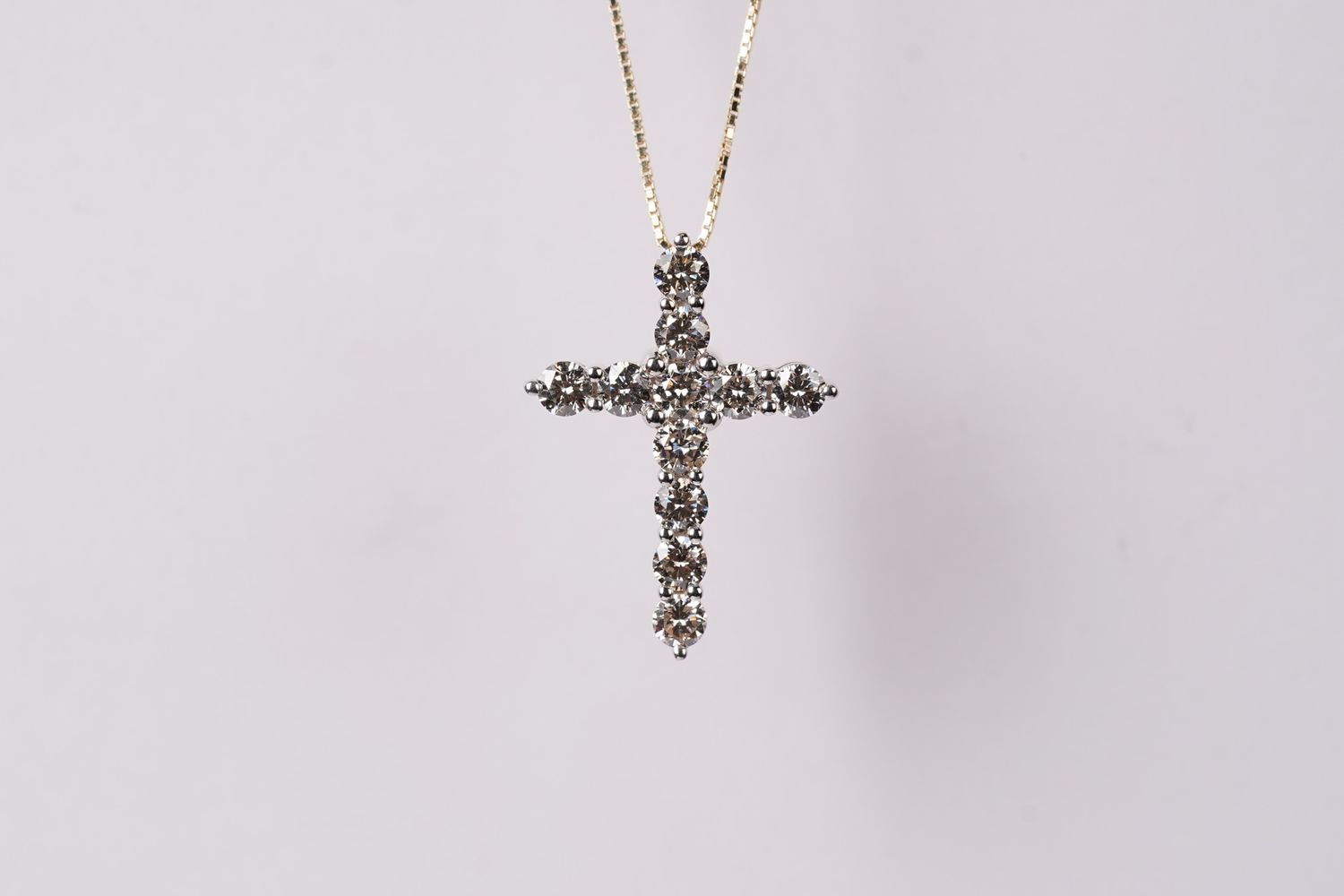 IETX- 14KY 3.08g 1.00ctw Diamond Cross Necklace 18&quot;