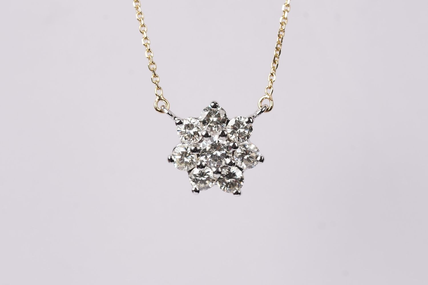 BETX- 14KWY 3.12g 1.45ctw Diamond Halo Necklace 16-18&quot;