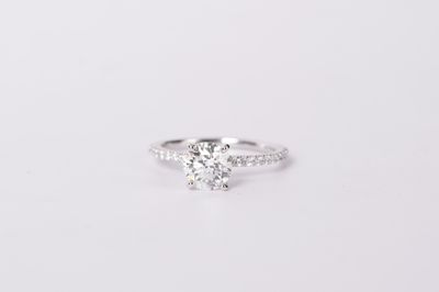 DATP-14KW 2.48g 1.81ctw (1.51ctr) I/SI2 Round Diamond Hidden Halo Engagement Ring (size 7)
