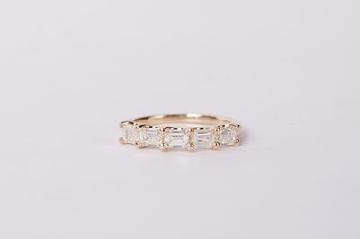 VLET-14KY 2.79g 1.50ctw H-I/IF-VS1 GIA Emerald Diamond Stackable Band (size 7)