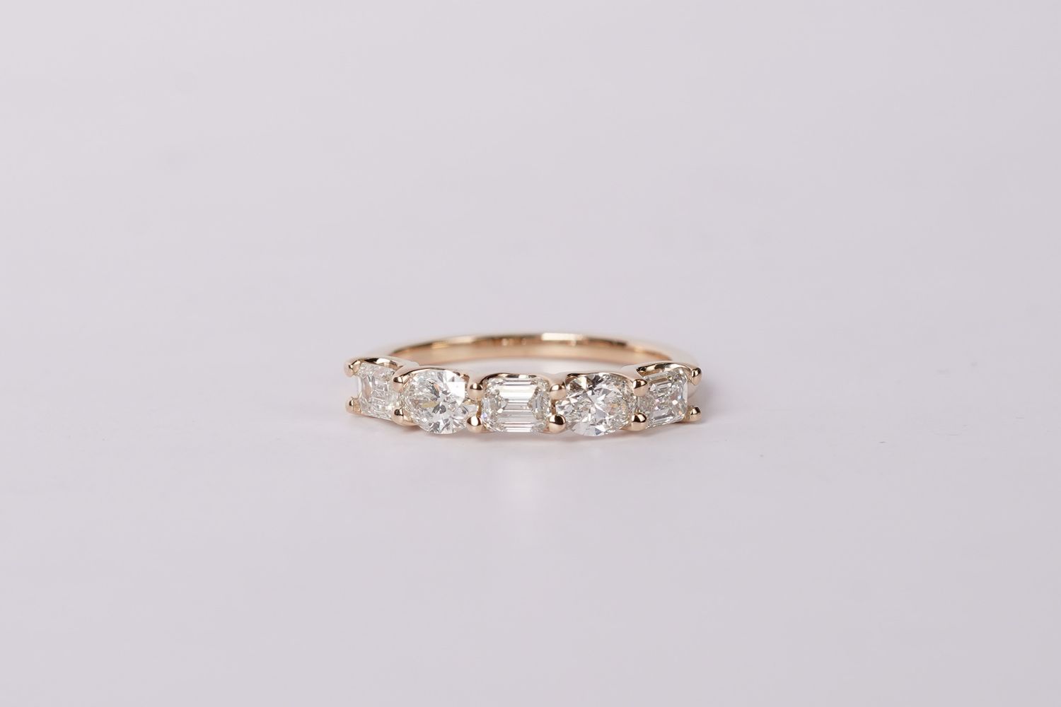 VLET-14KY 2.61g 1.50ctw H-I/VVS1-VS1 GIA Emerald &amp; Oval Diamond Stackable Band (size 7)