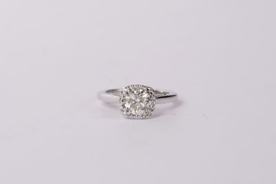 18KW 4.35g 1.30ctw (1.10ctr) I/I1 Round Diamond Tacori Halo Engagement Ring (size 4.5)