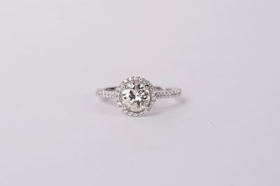 ARET- 14KW 3.9g 1.71ctw (1.23ctr) JK/I1 Round Diamond Halo Engagement Ring (size 7)