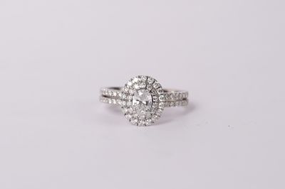 VDET- 14KW 5.32g 1.50ctw (.40ctr) J/I1 Oval Double Halo Neil Lane Engagement Ring (size 7.5)