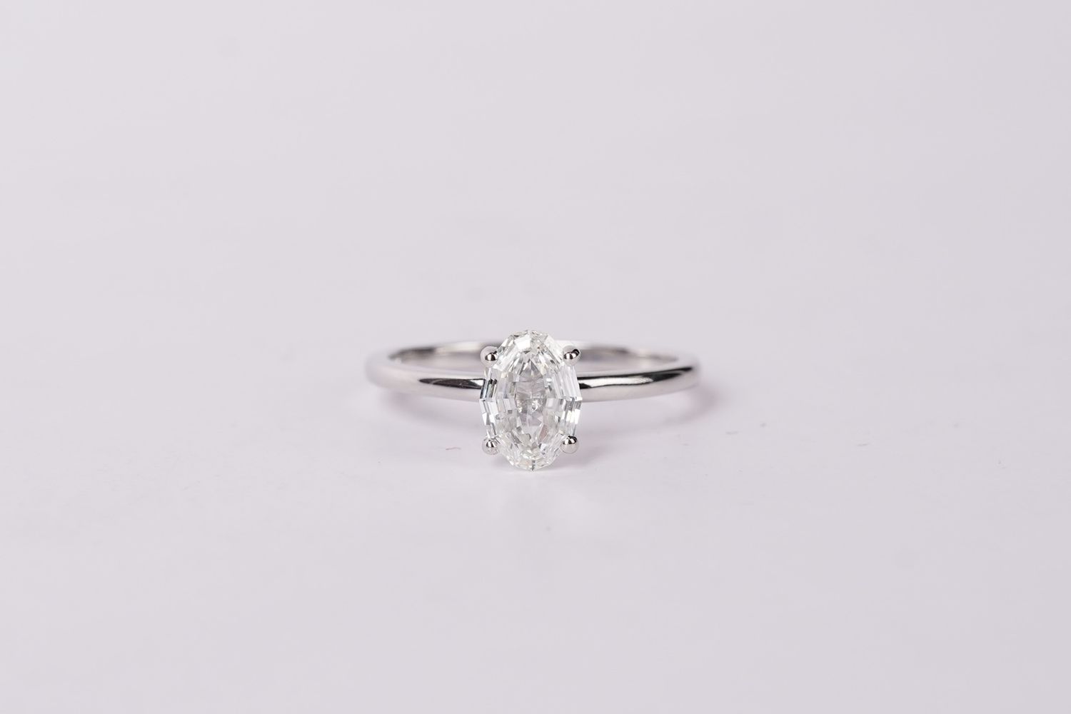 ABTT- 14KW 2.21g 1.02ct F/VVS2 GIA Oval Step Cut Diamond Solitaire Engagement Ring (size 7)