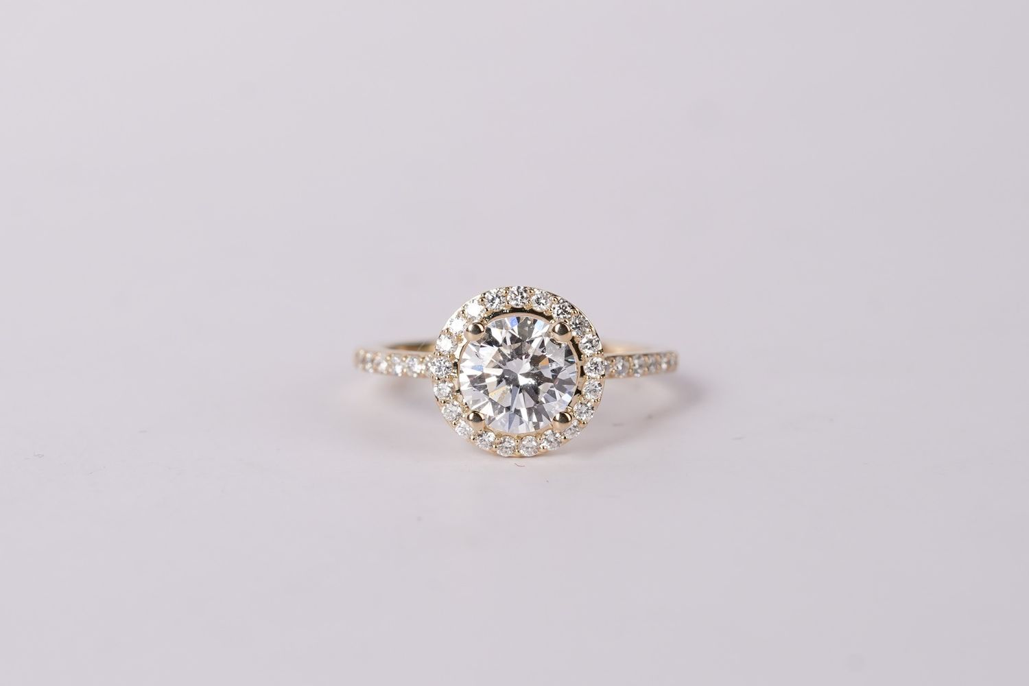 DETX- 14KY 2.94g 1.80ctw (1.50ctr) H/VS1 Lab Grown Round Diamond Halo Engagement Ring (size 6.5)