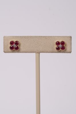 ANT- 14KY 1.90g 1.01ctw Ruby &amp; Diamond Stud Earrings