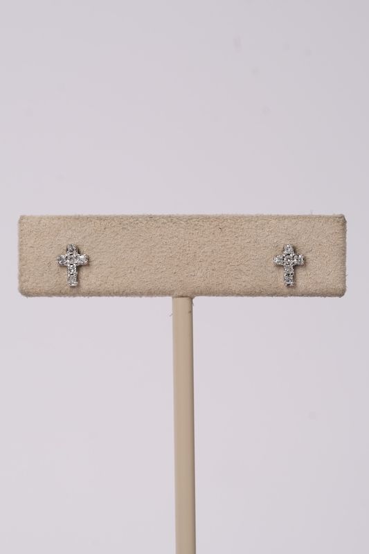 VNT- 14KW .97g .11ctw Diamond Cross Earrings