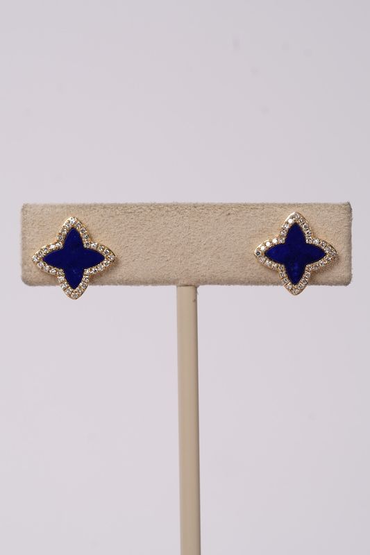 NNTX- 14KY 2.90g 1.52ctw Lapis &amp; Diamond Effy Earrings