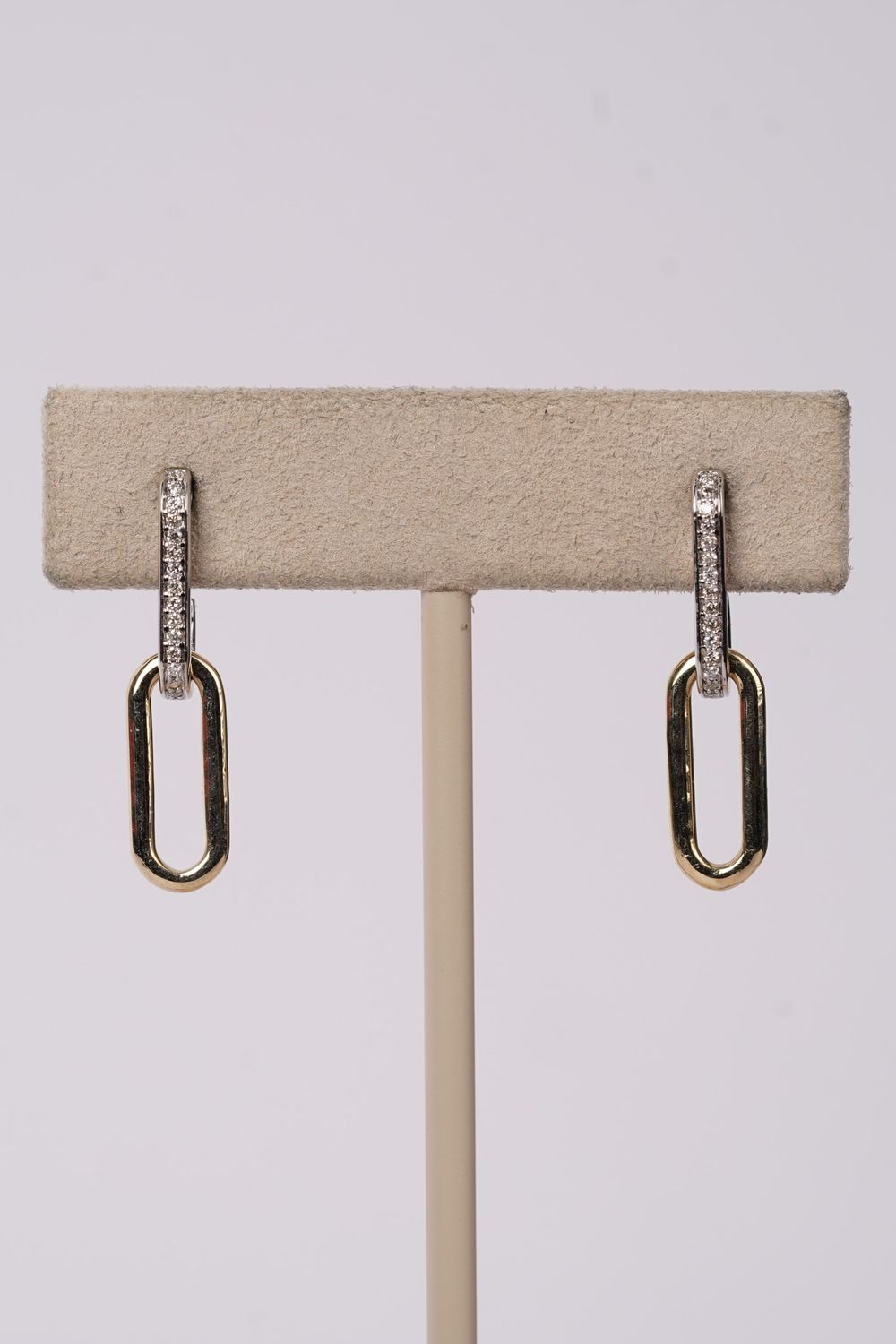 NNTX- 14KWY 3.65g .12ctw Diamond Dangle Paperclip Earrings