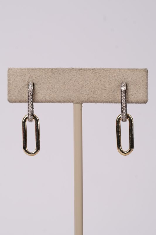 NNTX- 14KWY 3.65g .12ctw Diamond Dangle Paperclip Earrings