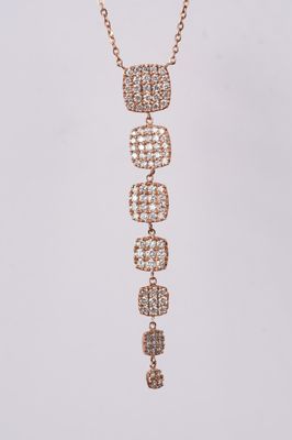 DETX- 14KR 2.6g .70ctw Diamond Dangle Necklace 16-18&quot;