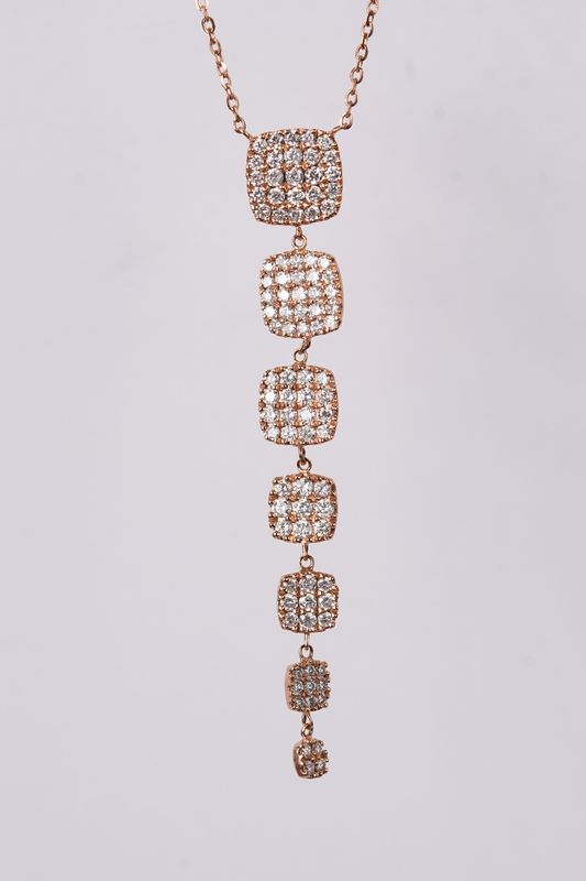 DETX- 14KR 2.6g .70ctw Diamond Dangle Necklace 16-18&quot;