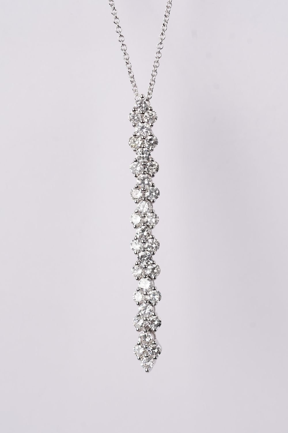 LITX- 18KW 4.18g 1.50ctw Diamond Dangle Necklace 16-18&quot;