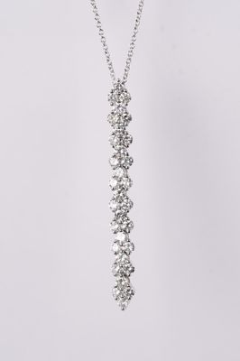LITX- 18KW 4.18g 1.50ctw Diamond Dangle Necklace 16-18&quot;