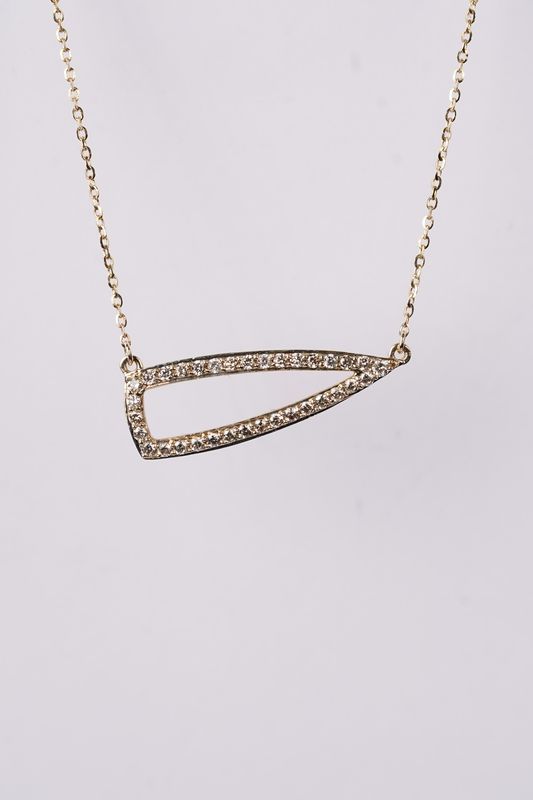 ANT- 14KY 2.00g .28ctw Diamond Geometric Pendant 16-18"