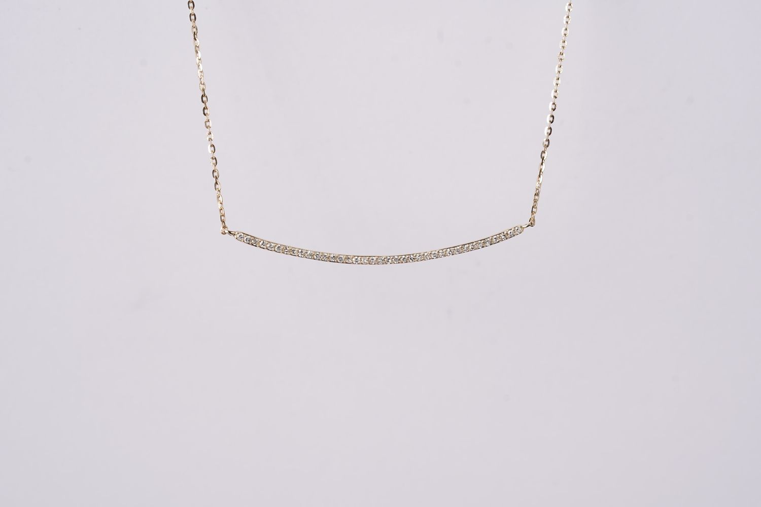 VBT- 14KY 1.32g .12ctw Diamond Bar Necklace 16-18&quot;