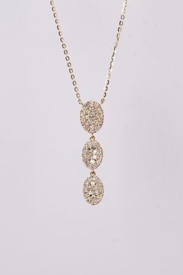 AIT- 14KY 1.80g .36ctw Diamond Pave Dangle Necklace 16-18&quot;
