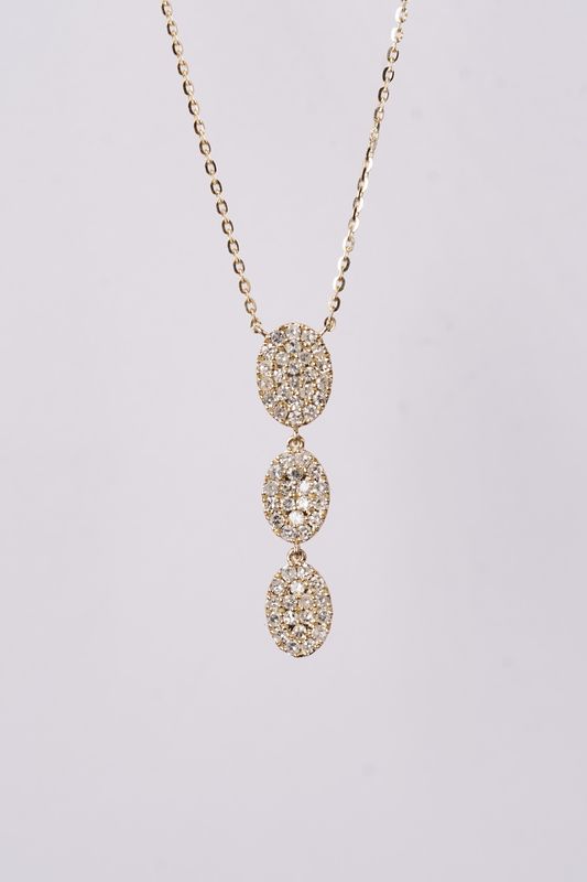 AIT- 14KY 1.80g .36ctw Diamond Pave Dangle Necklace 16-18"
