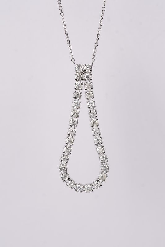 DITX- 14KW 2.00g 1.00ctw Diamond Dangle Necklace 18&quot;